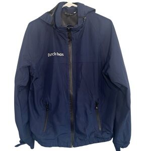 Dutch Bros SMALL port Authority Blue Windbreaker Zip Up Hooded Jacket DB 1992